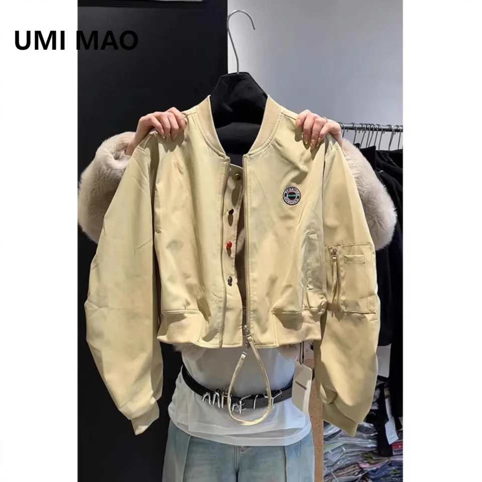 

UMI MAO Coat Spring Super Popular Age-Reducing Unique Little Fragrance Style Casual Versatile Black Baseball Jacket Petite