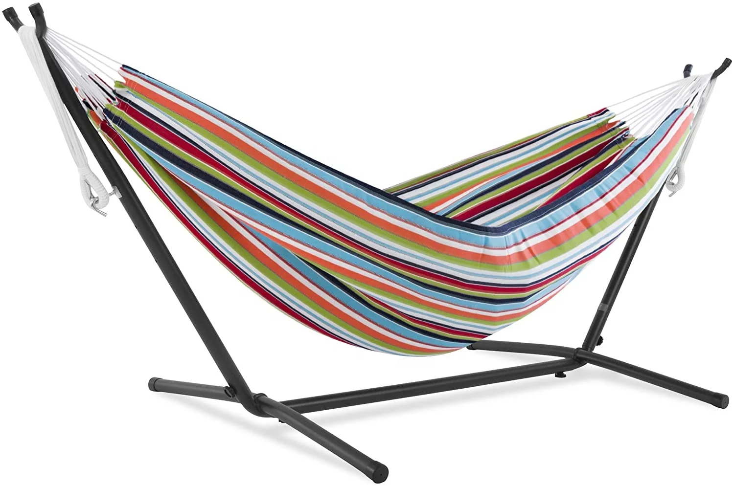 

# Hot Sales New Fashion Double Cotton Folding Thicken Anti-rollover Stripe Stitching Color Hammock With Stand