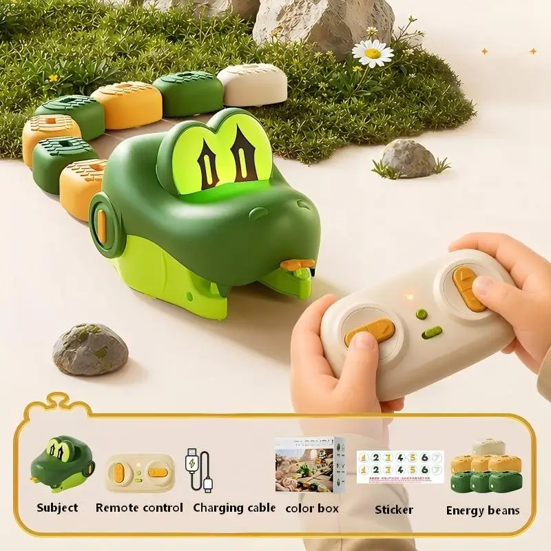 Magnetic Eating Snake Remote Control Car Toy for Boys Dual Player Battle Greedy Bean Children's Birthday Gift image 3