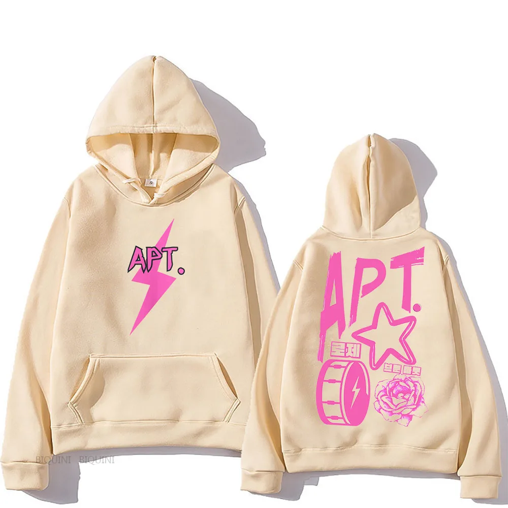 APT New Song Hoodie ROSE & Bruno Mars للرجال هوديي ريترو قوطي كاجوال عصري كوري