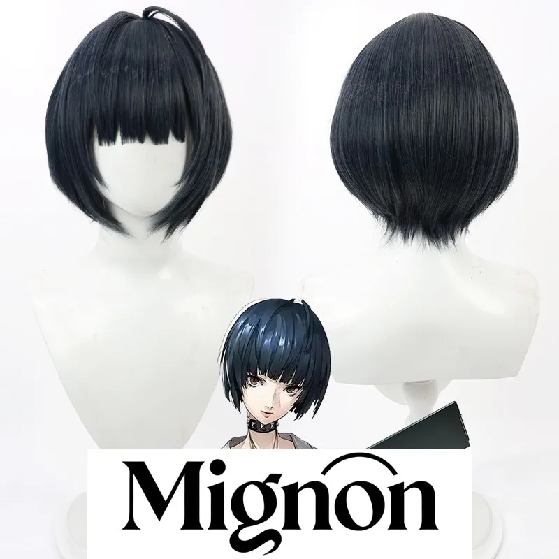 

5 Tae Takemi Cosplay Wig, Dark Blue Realistic Scalp, Bob Cut
