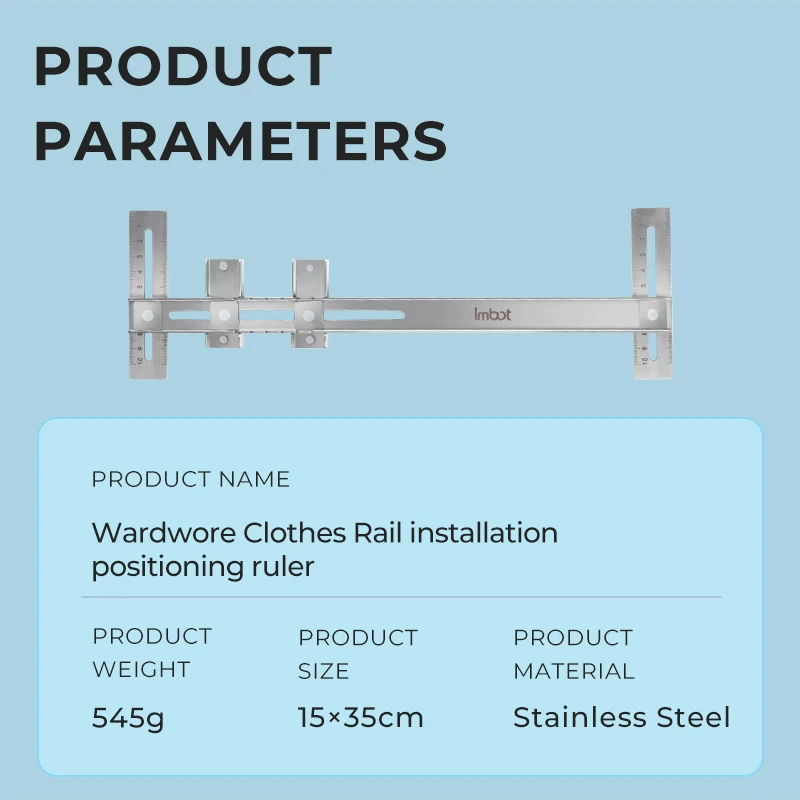 IMBOT woodworking tools wardrobe hanger rod installation location ruler auxiliary hanger rod flange seat installation