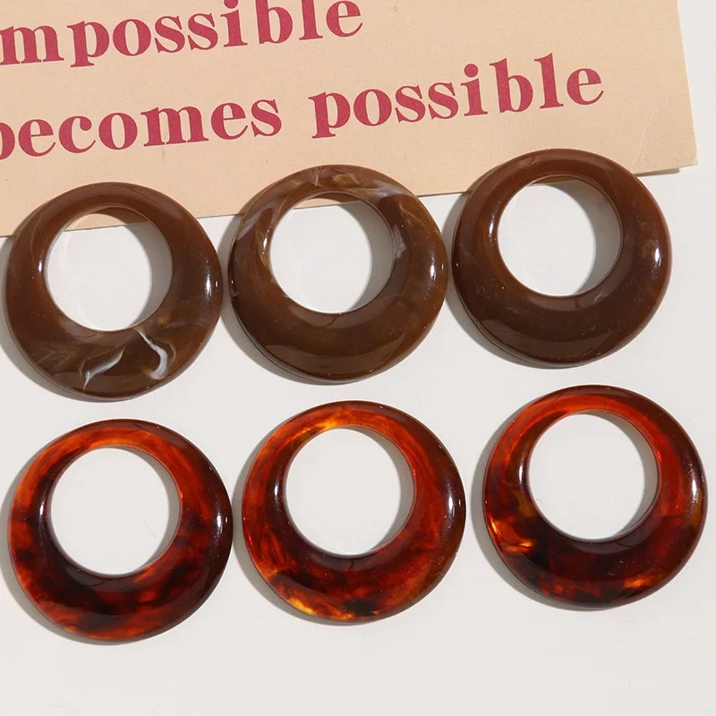 Wholesale 40pcs/lot 43mm color print geometry rounds shape resin cabochon beads diy jewelry garment hair accessory