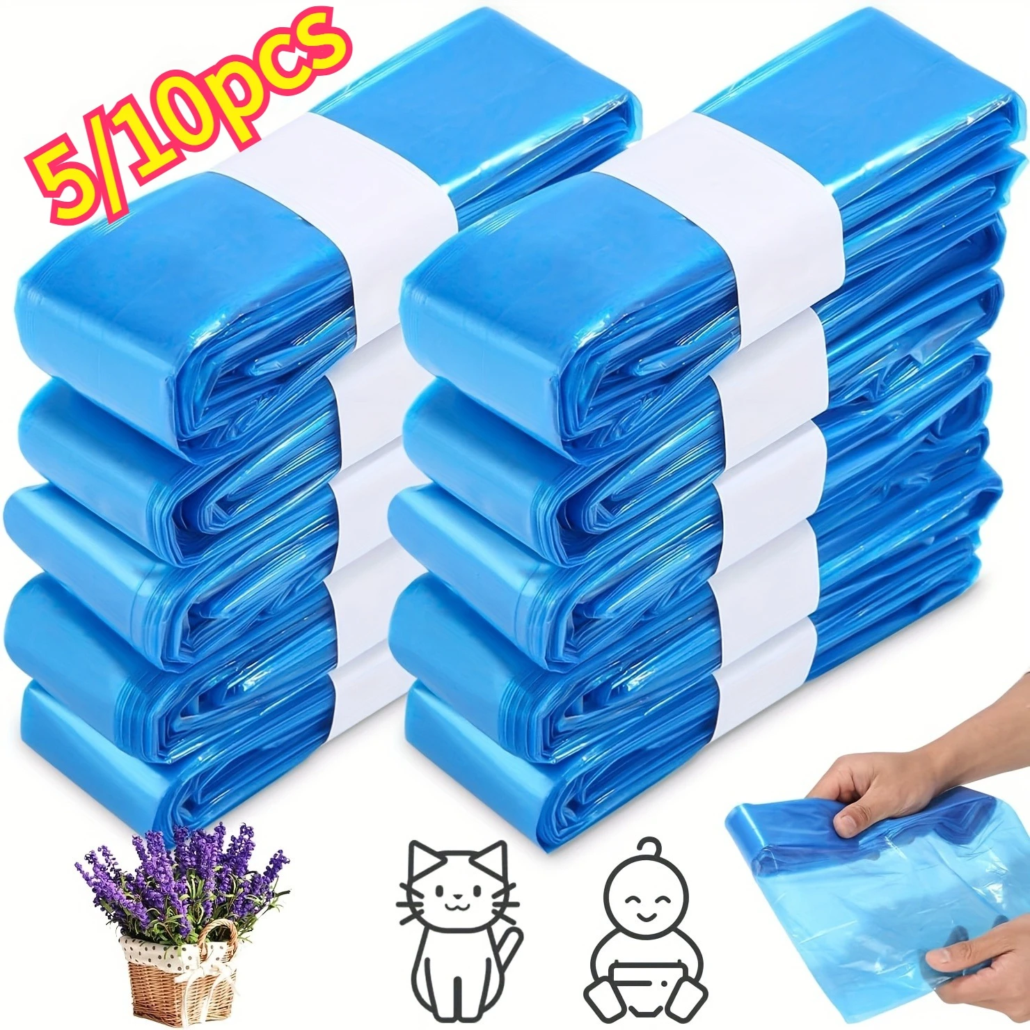10/5PcsNappy Bin Refill Bags, Refill Bags for Genie, Diaper Pail Refills for Angelcare for Munchkin, Scented view 3