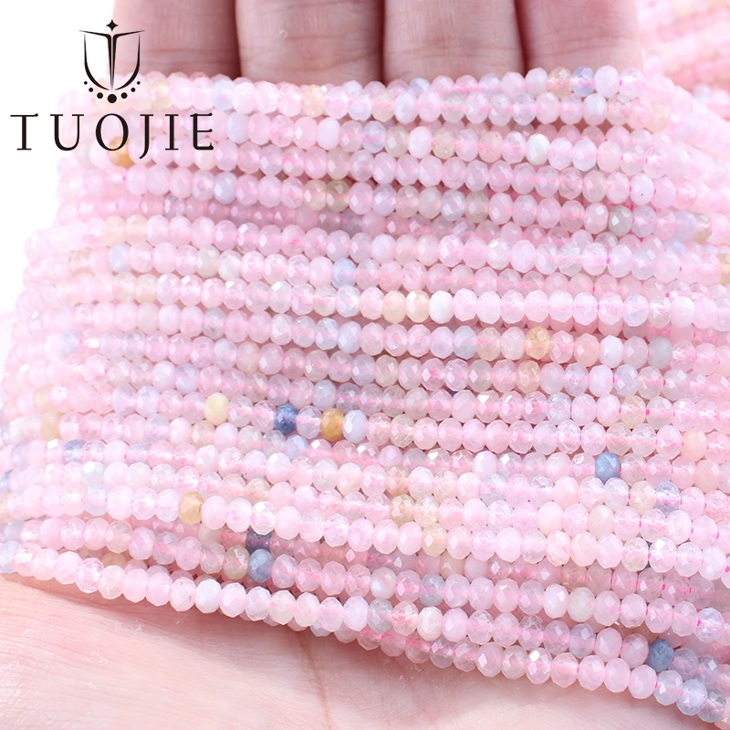 

New Natural 3x4mm Faceted Morganite Gemstone Beads Loose Spacer Stone Beads for Jewelry Bracelet Necklace Making DIY Accessories