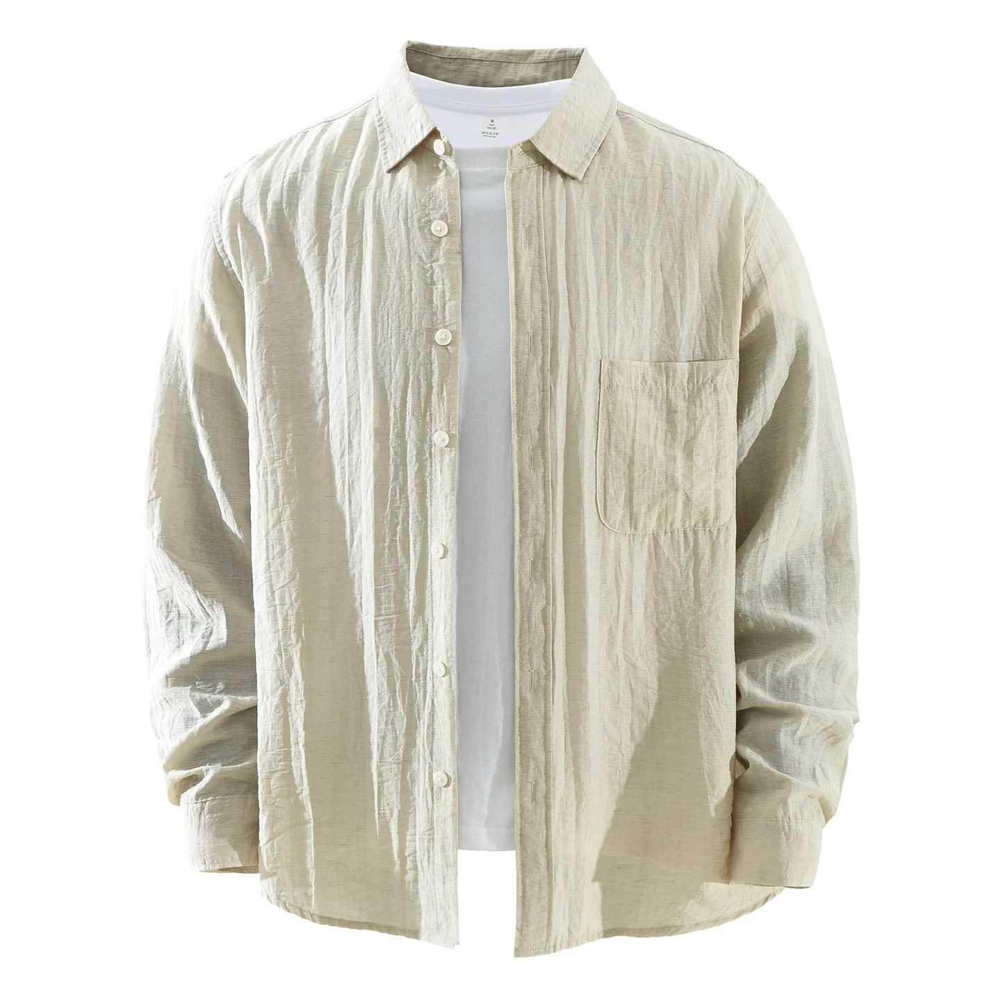 

Japanese Style Loose Fit Long Sleeve Shirt Thin Men's Fashionable Versatile Artistic Casual Top Daily Wear Polyester Blend