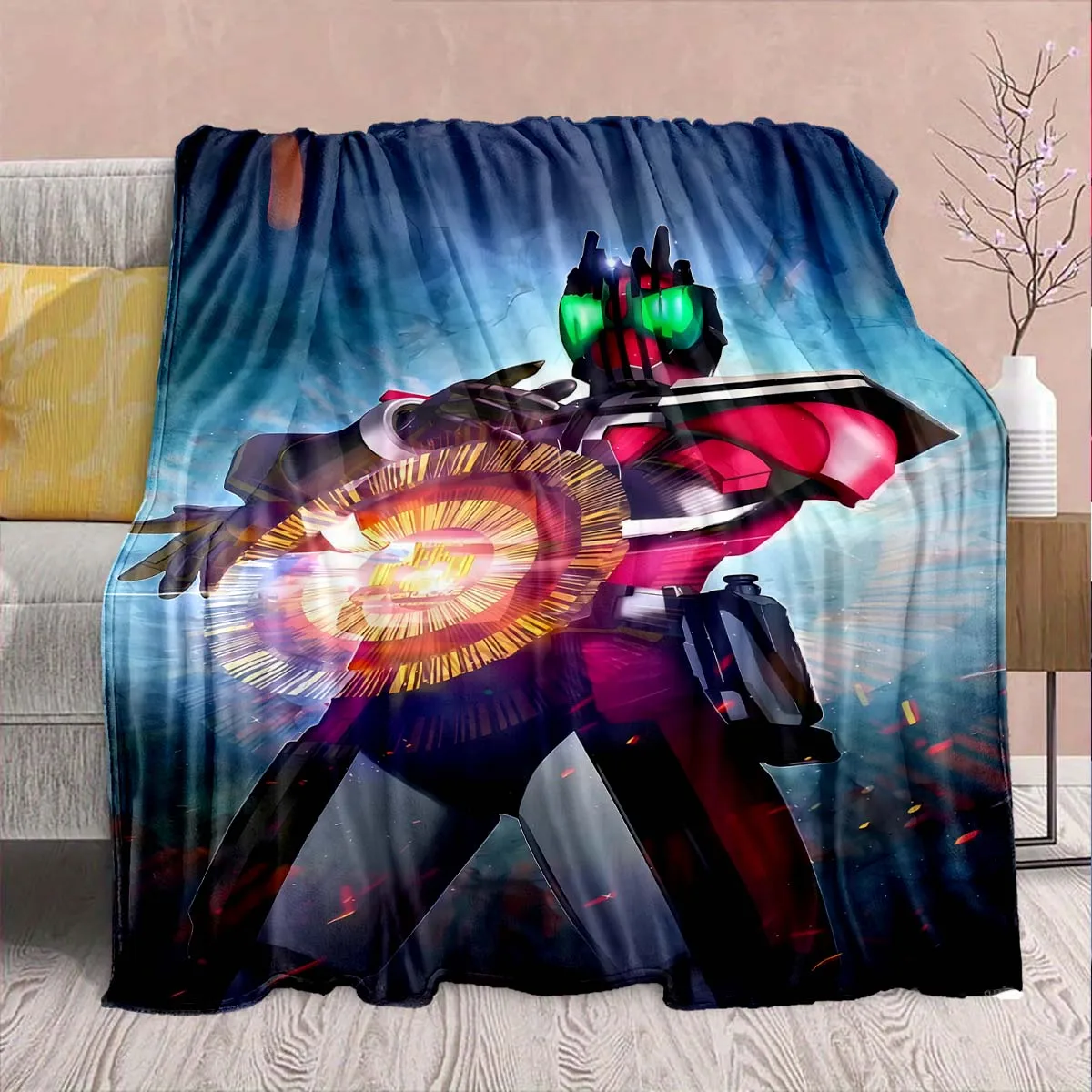 Kamen Rider Anime-Flanelldecke – weich, warm, perfekt für Sofas, Bettwäsche, Camping, Reisen, Büro und Heimdekoration – QJY