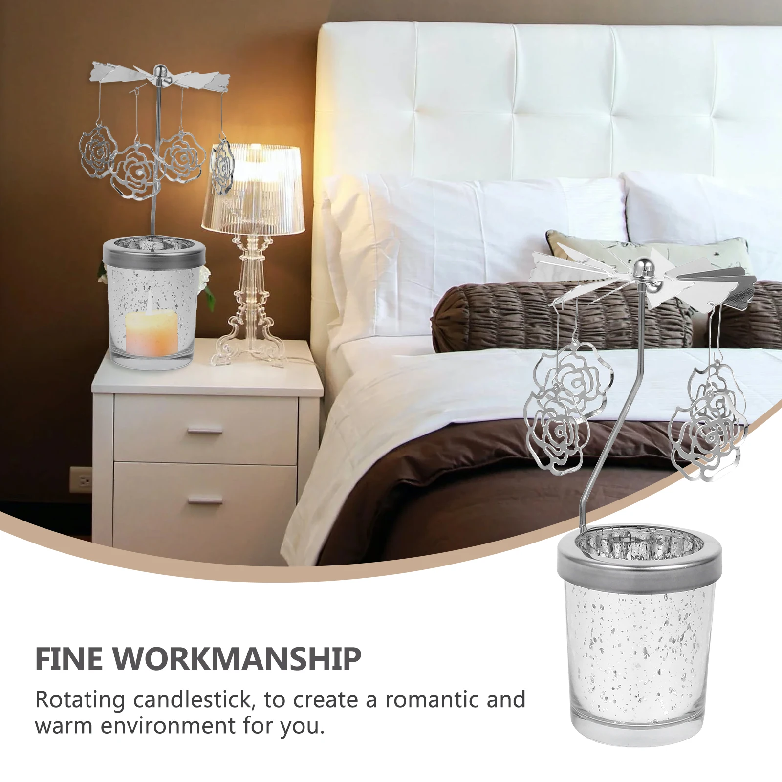 

1Pcs Elegant Rotating Holder Metal Carousel Candlestick for Christmas Valentine Wedding Birthday Party Home Decor