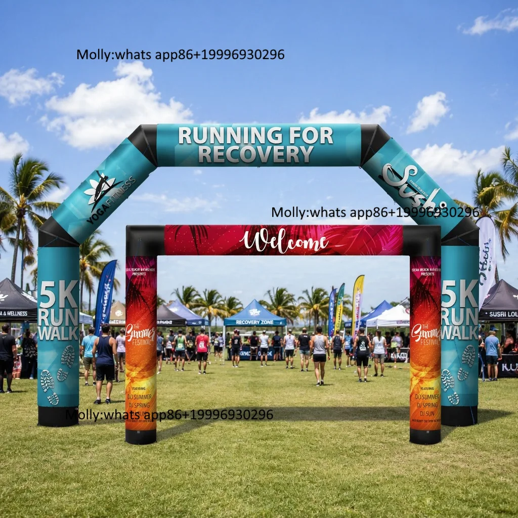 Custom Printed Inflatable Archway Advertising Air Tunnel Tent  Finish Line Arch Sports Competition Outdoor Events Promotion