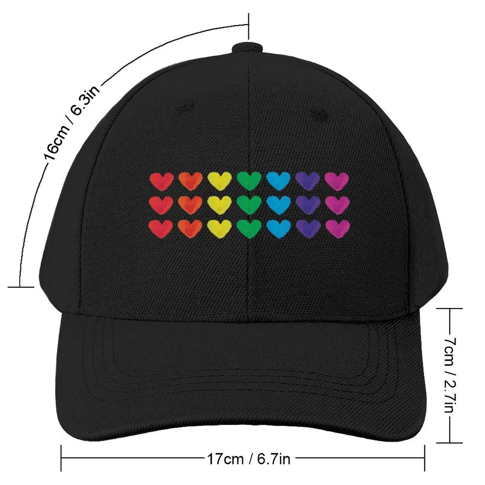 Rainbow Hearts Horizontal Stripes Baseball Cap Brand Man cap Anime Hat Caps For Men Women's