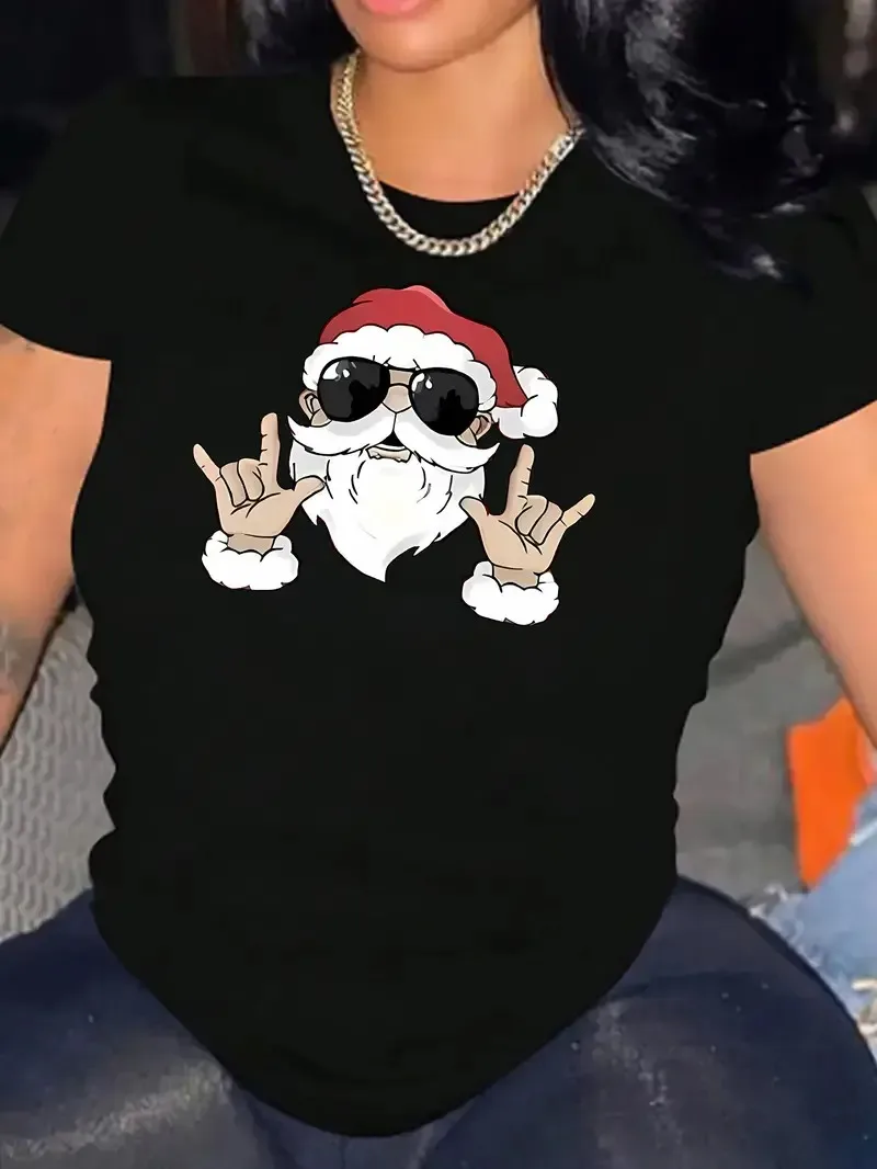 

Santa Claus Fashion Graphic Printing Summer Autumn Winter Cotton Men and Women T-shirt Short Sleeve Luxury Outdoor Sports Brand