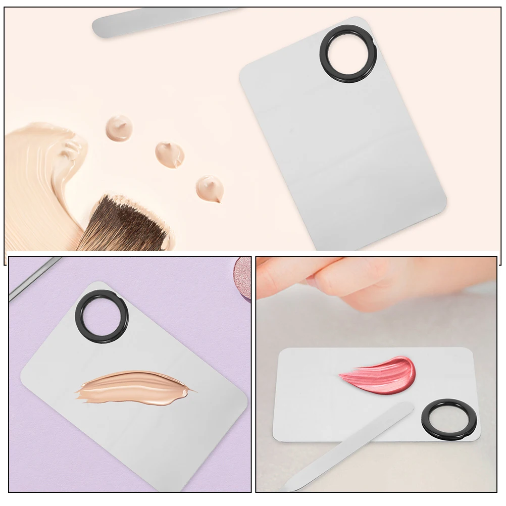 

1 set Makeup Spatula Smooth Foundation Mixing Tray Color Palette Set for Liquid Foundation Lipstick Eyeshadow Nail Paint Pigment