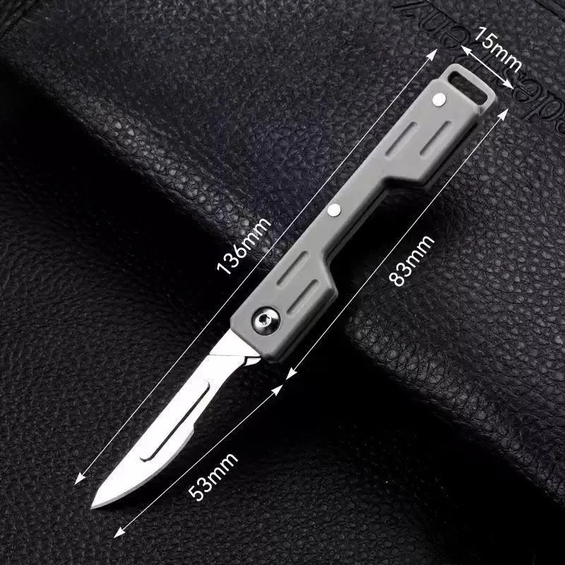 Roestvrij staal snel openende scalpel MINI flesopener opvouwbaar gereedschapsmes Outdoor Survival Camping draagbaar EDC vervangbaar mes