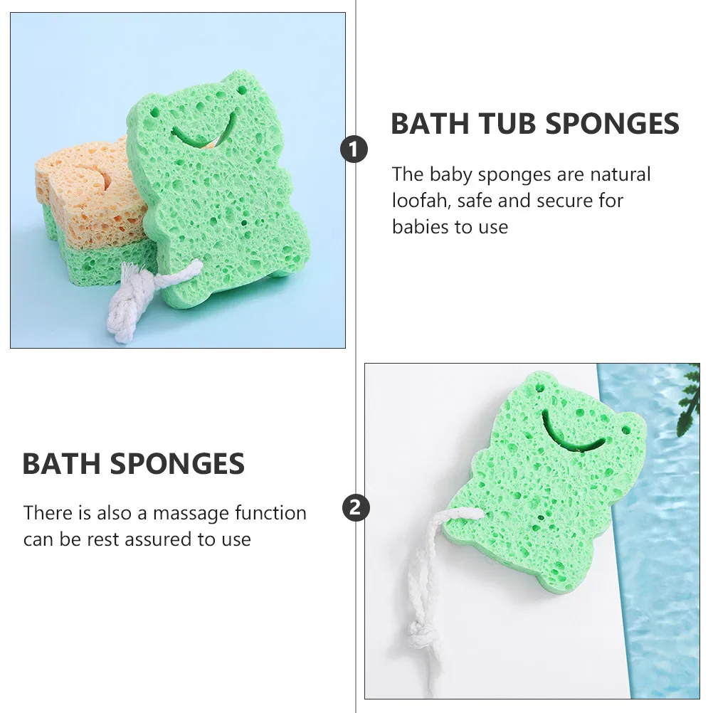 2Pcs Natural Loofah Baby Bath Sponges Gentle Deep Cleansing Massage Sponge for Infants Toddler Bath Time Quick Dry