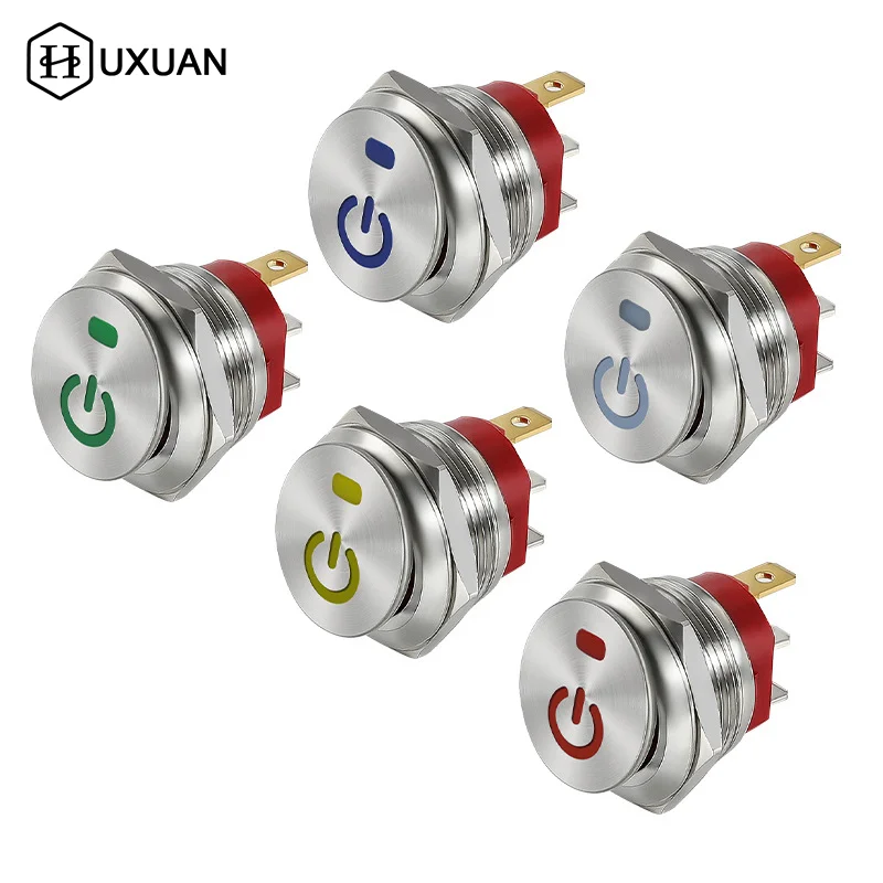 

22MM Button Stainless Steel Rocker Switch 12-24V/20A Toggle Switch 220V/15A ON-OFF Self-locking 3-Pin Button Apply To Car Boat