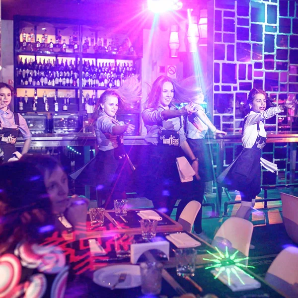 Fieryzeal 60W 4IN1 Stage Effect Lighting RGBW LED Laser Patterns Strobe Butterfly Light DMX Effect for DJ Disco Party Bar KTV