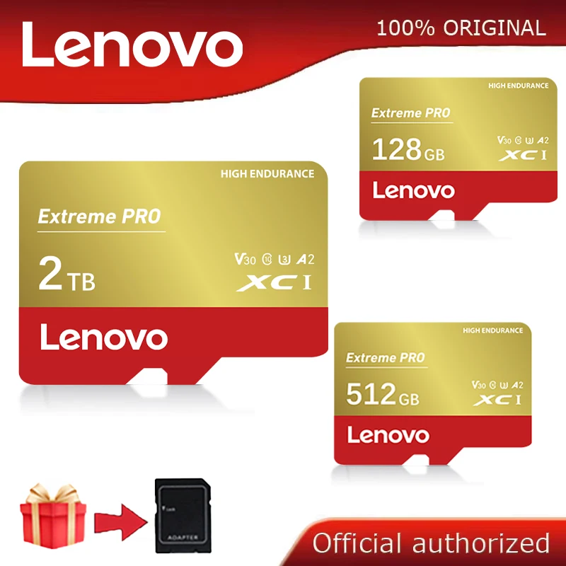 Lenovo 2TB SD Memory Card 128GB 512GB Camera SD Flash Memory Card 64GB For Digital SLR Camera Camcorder U3 Mini TF Card