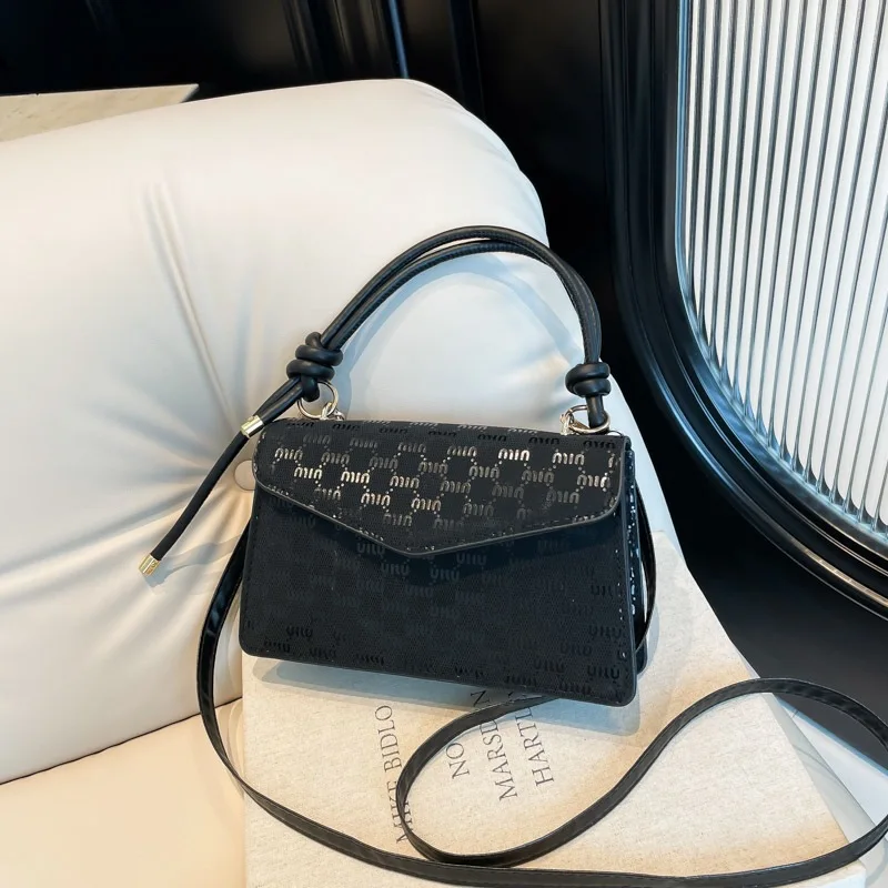

2025 New! Textured Handbag - Retro Print Small Square Style, Casual Fashion,sophisticated Shoulder/Crossbody & Underarm Bag