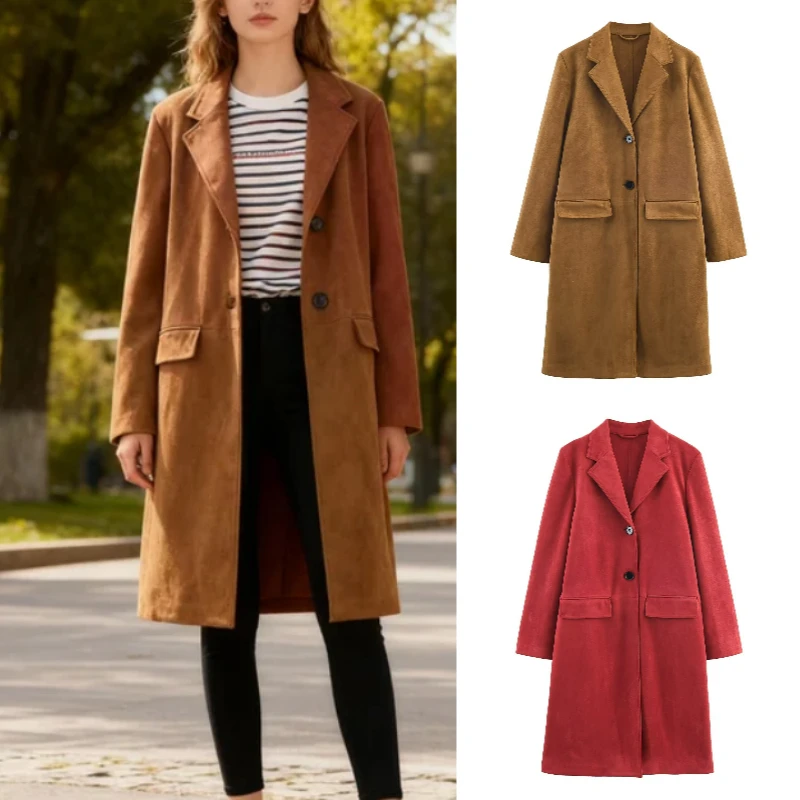 

all/Winter High-End Suede-Like Effect Coat Fashionable Elegant New 2025