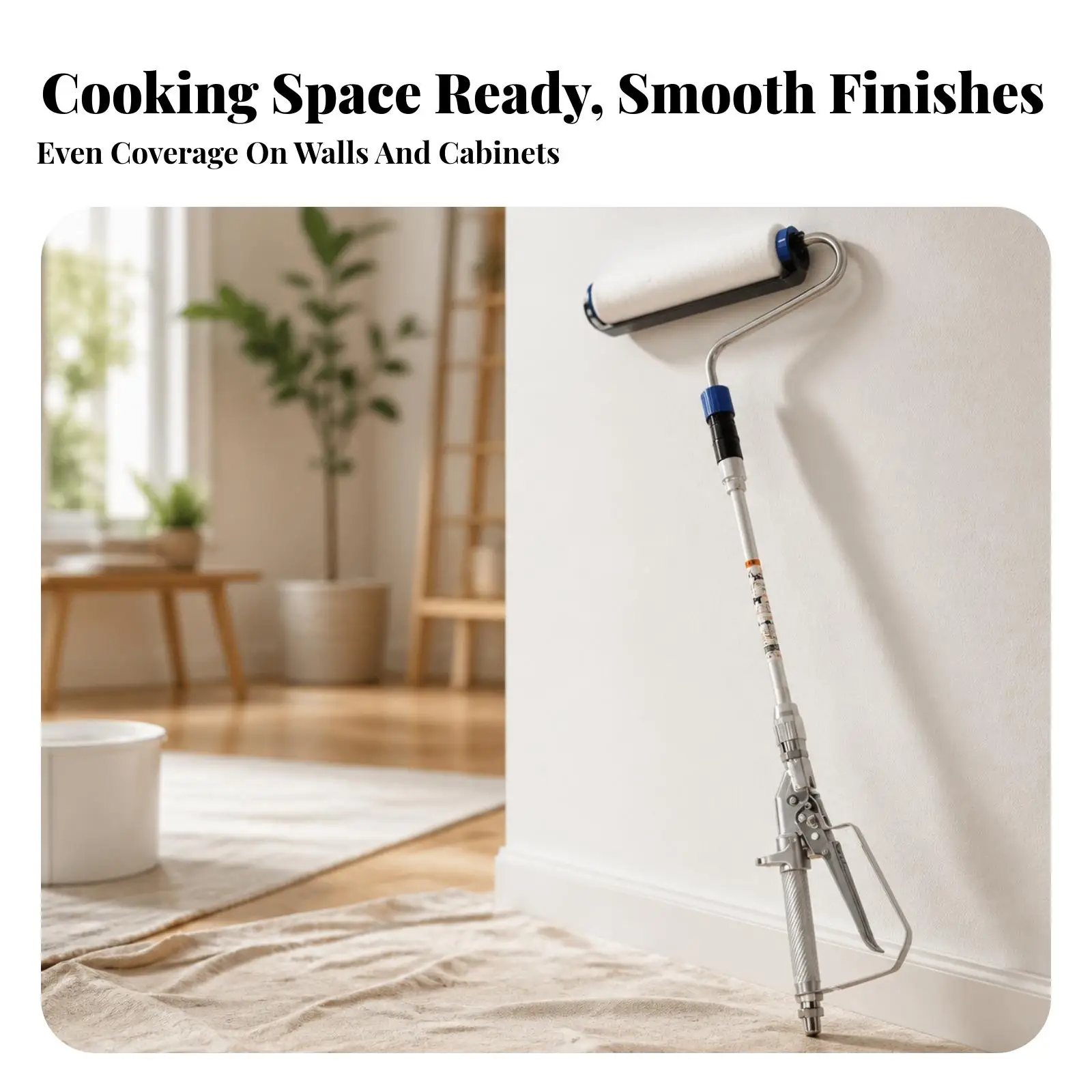 Ergonomic Paint Roller Tool for Quick Touch Ups with Stainless Steel Frame and Foam Roller Cover
