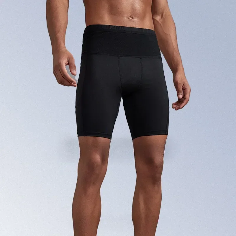 Men's Elastic Tight - Fitting Sports Shorts for Fitness, Ideal for Running, Bodybuilding, and Gym Workouts, Breathable Fabric
