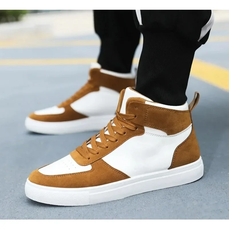 

Men's Skateboarding Shoes Lightweight High Top Breathable Shoes 47 Flat Lace-Up Sneakers White Travel Unisex Tenis Masculino 48