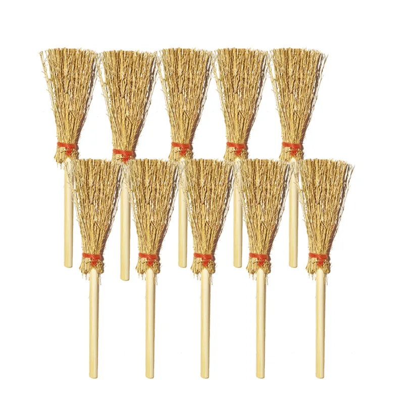

5/10/20Pcs Mini Broom Straw Hanging Witches Miniature Prop Brooms Craft DIY Decor Broomstick Small Toys for Halloween Party