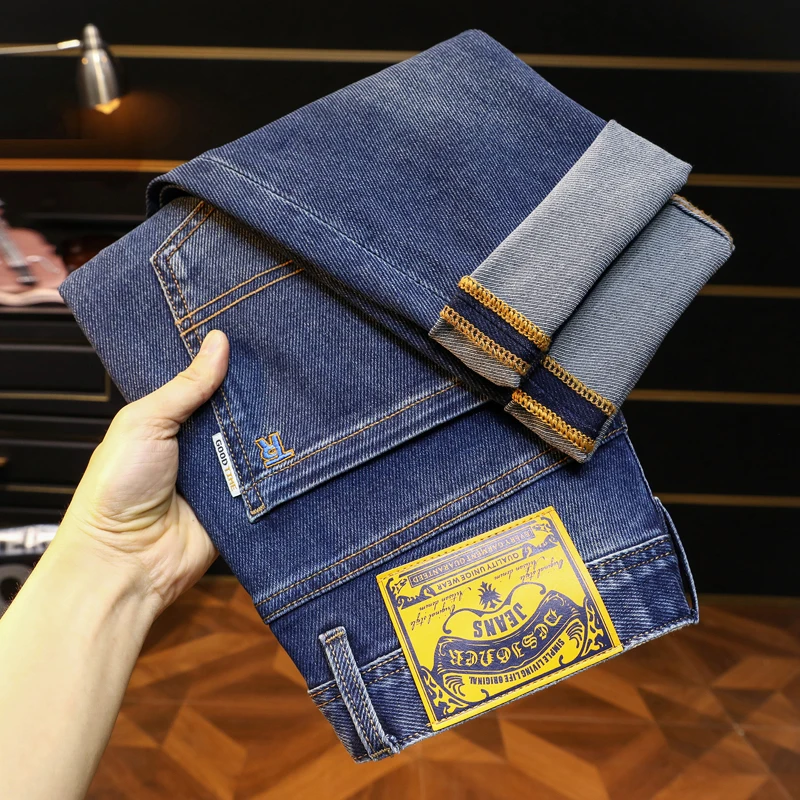 

BBL9916 Лидер продаж, большие диагональные высококачественные повседневные облегающие эластичные маленькие прямые джинсы для мужчин с большим быком