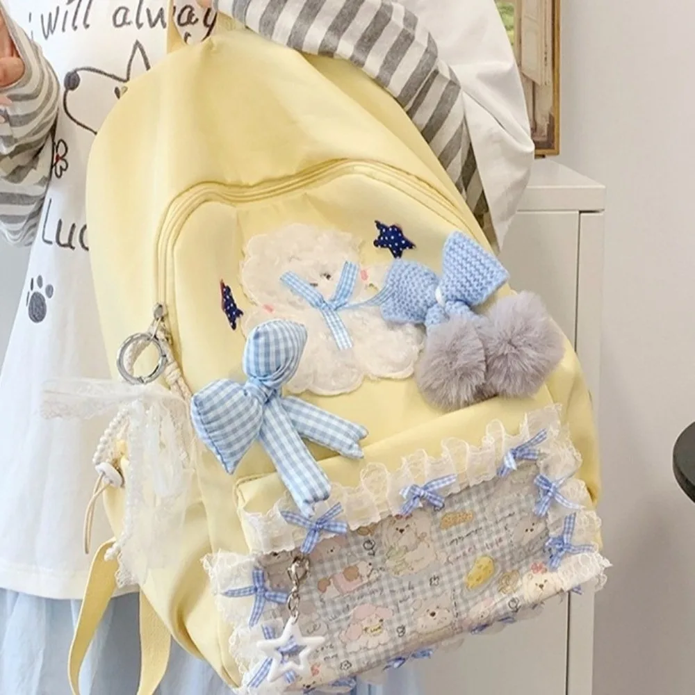 Gifts Bow Lace Backpack Lolita-style Adjustable Straps Cute Girls Backpack Student Daypack Daily Outings