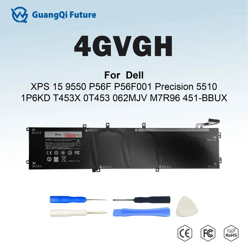 

4GVGH 84 Втч 7400 мАч Аккумулятор для ноутбука Dell XPS 15 9550 P56F P56F001 Precision 5510 1P6KD T453X 0T453 062MJV M7R96 451-BBUX Бесплатно