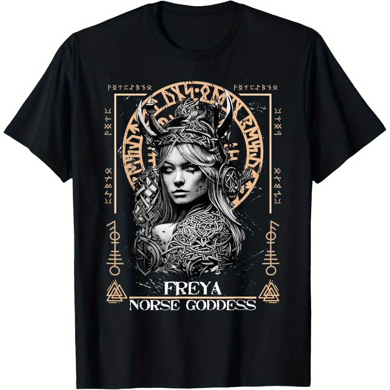 Camiseta de mitología vikinga celta Freya de diosa nórdica, camisetas 100% de algodón de aventurero del norte de Europa pirata vikingo para hombres