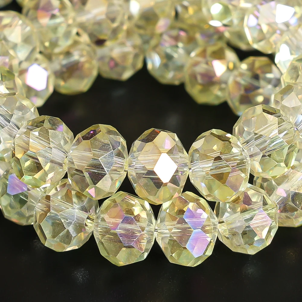 

Luxurious Pale Lemon Yellow Sheen Faceted Beads Natural Style Near-Round Crystal Glass Bulk Loose Beads for Jewelry Making Diy