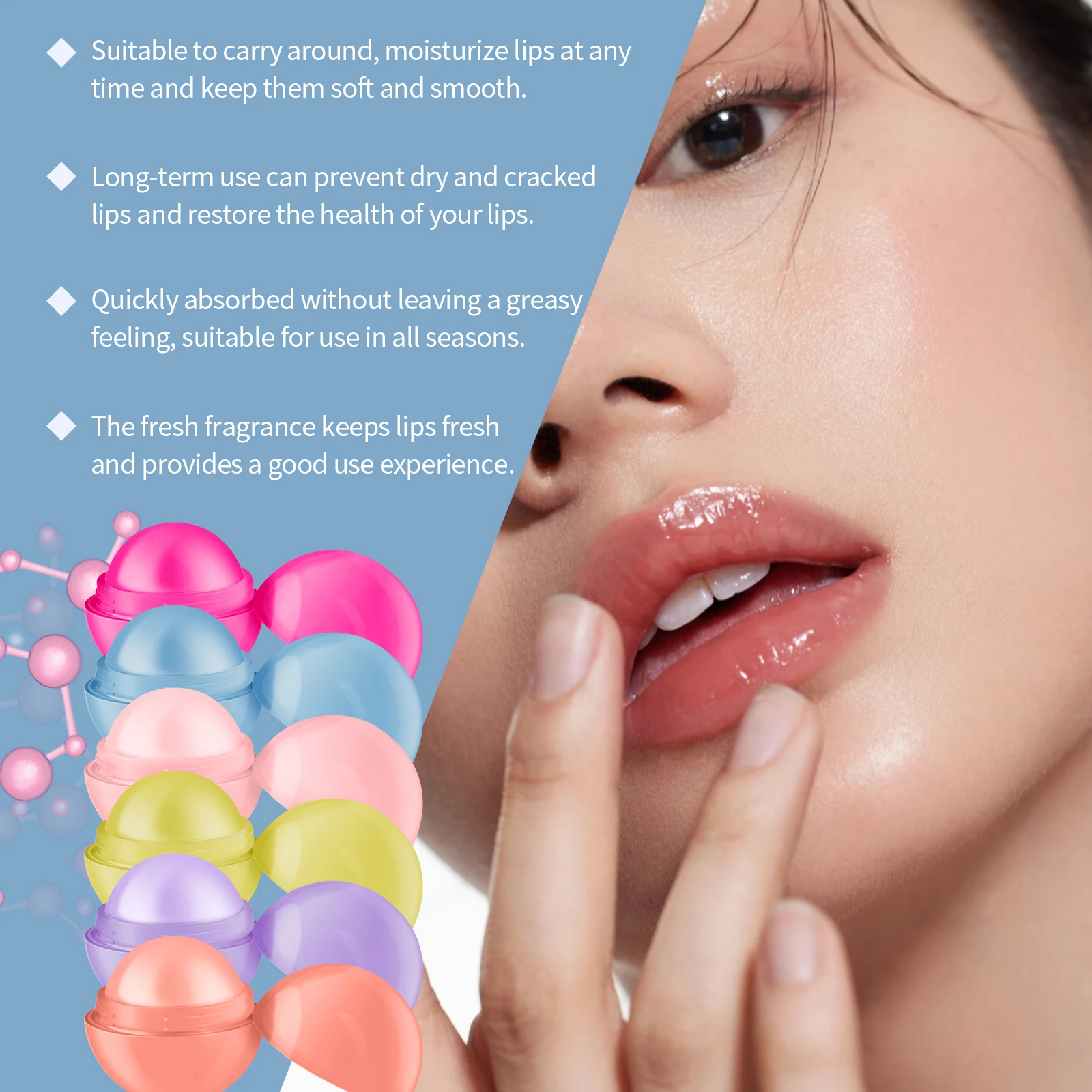 Eelhope Fruity Lip Balm Flavor Smooth Ball Lip Balm Deep Moisturizing Non Greasy Safe for Sensitive Skin Lip Care All Seasons view 6