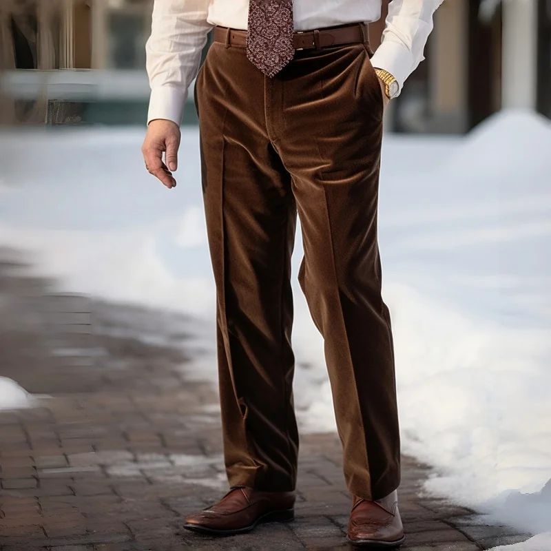 

Мужские флисовые брюки в корейском стиле, свободные брюки прямого кроя, брюки делового костюма, официальный наряд бармена.