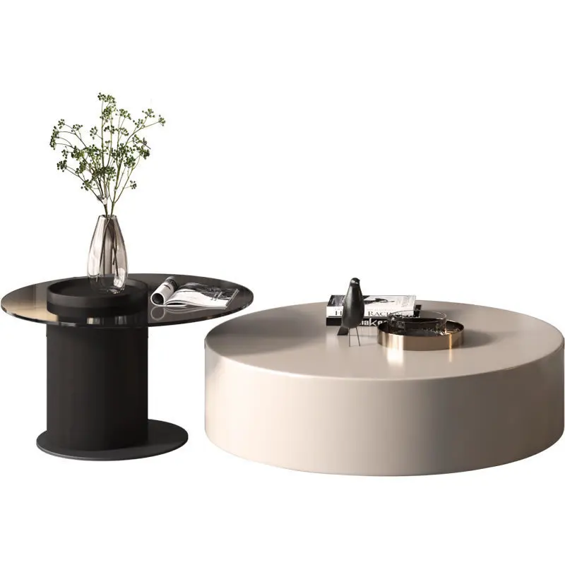 

Coffee table living room glass size round coffee table combination household round coffee table