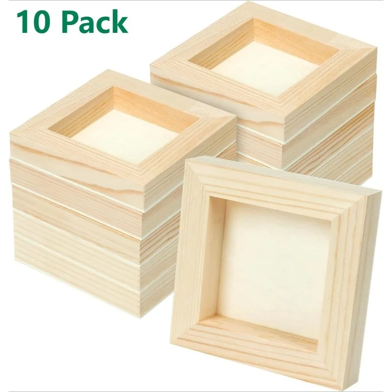 10 Pack DIY Wooden Photo Frame Craft Set Creative Clay Painting Decorative Frames for Home Decor Art Projects Photo Display Gift