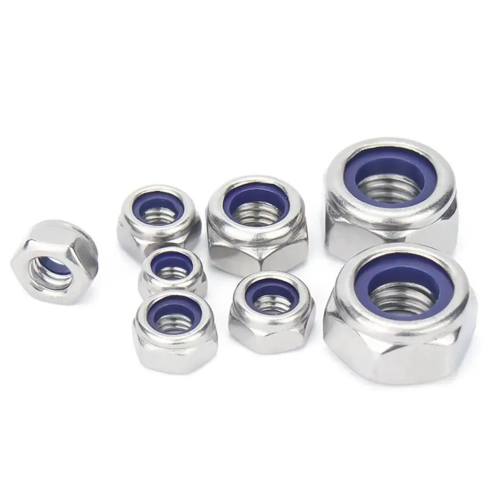 10Pcs M2 M3 M4 M5 M6 Self-locking Nut 304 Stainless Steel Insert Lock Nut Fastener High Quality Home Hardware Accessories