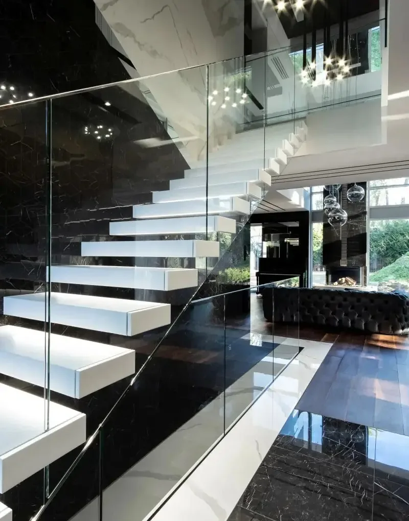 Customization Modern Design Floating Stairs Natural Stone Marble Ladder Stair Steps Fast Delivery Floating Stair Treads