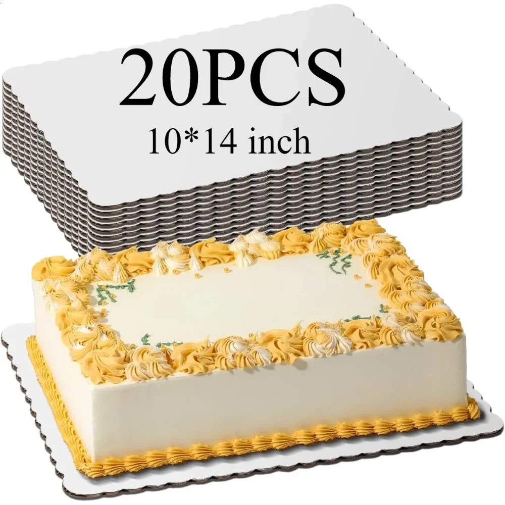 20PCS 10*14 Inch Rectangle Cake Boards Disposable Pizza Dessert and Pasty Food Bottom Cardboard Grease Proof Moisture Resistant