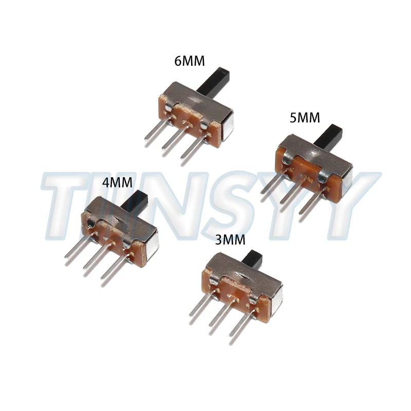 20Pcs SS12D00 Interruptor On-Off Mini Slide Switch 3pin 1P2T 2 Position High Quality Toggle Switch Handle Length:3MM/4MM/5MM/6MM