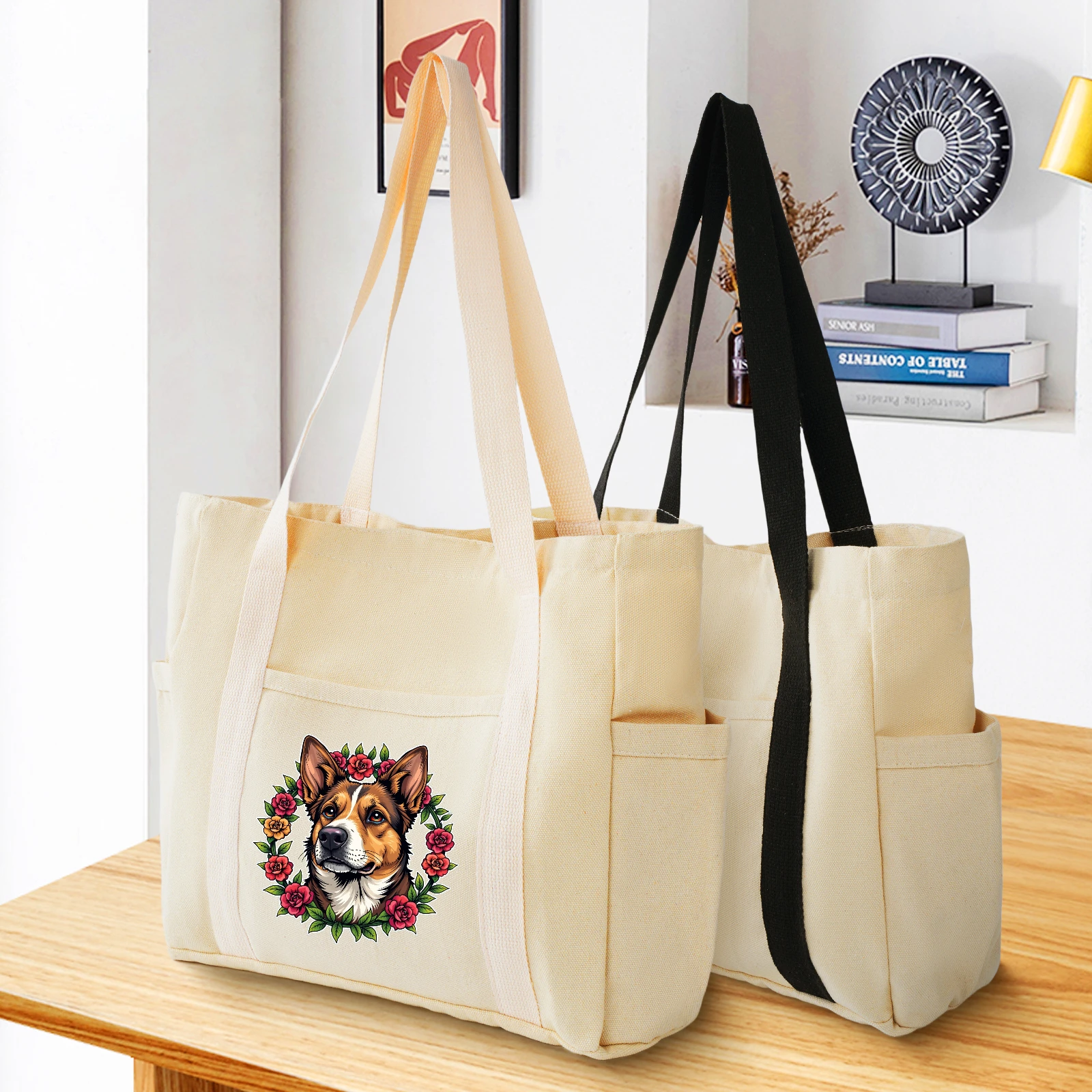 Large Capacity Canvas Tote Bags for Work Commuting Carrying Bag College Style Student Outfit Book Shoulder Bag Shopping Bag