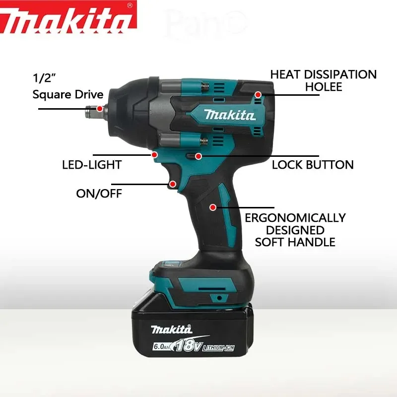 

Makita 18V charging impact wrench Brushless lithium electric wrench Large torque air gun DTW700 DTW700RGD impact wrench Single