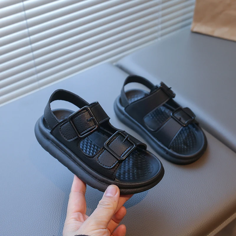Boys Girls Open-toe Sandals with Buckle Straps 2026 New Summer Toddler Beach Shoes Soft Sole Comfort Versatile Barefoot Sandals