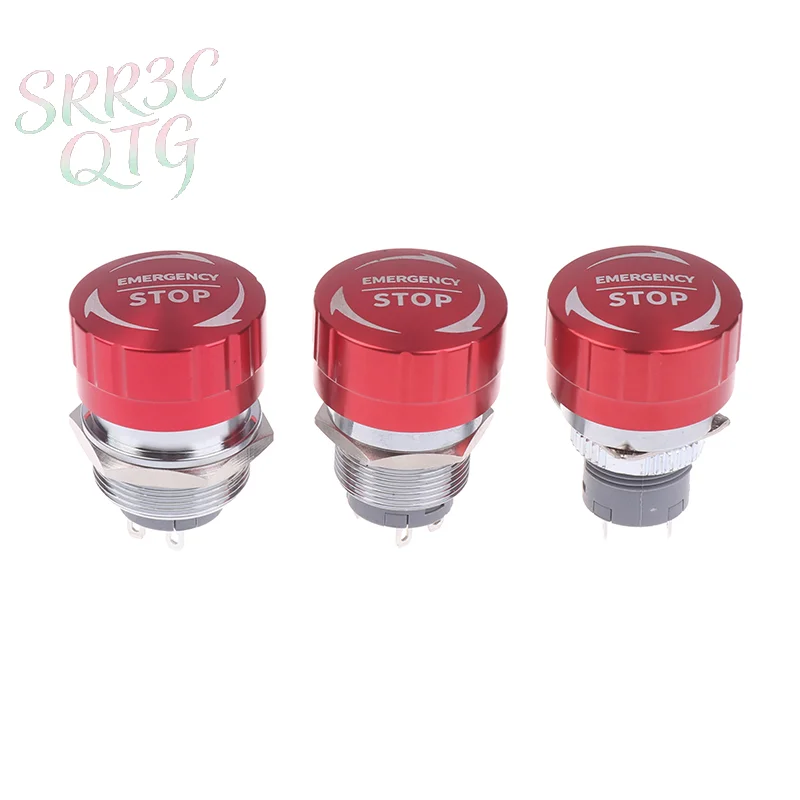 Hot 16/19/22mm 1NO1NC Metal Emergency Stop Buttons Switch Self-Locking Ultra Short Style Waterproof Power Emergency Stop Switch