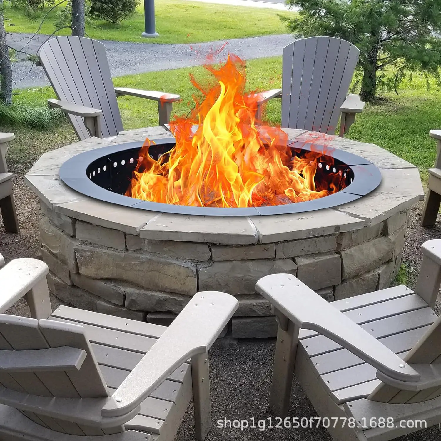42 inch large round fire pit insert camping fire pit ring for courtyard garden outdoor fireplace DIY