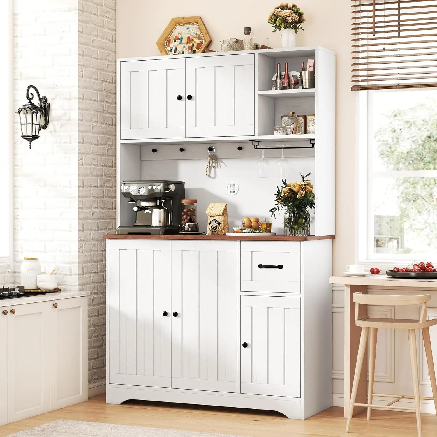 

Кухонный шкаф-комод 71 дюйм с рабочей поверхностью, высокий шкаф для хранения с ящиками и регулируемыми полками, на заказ