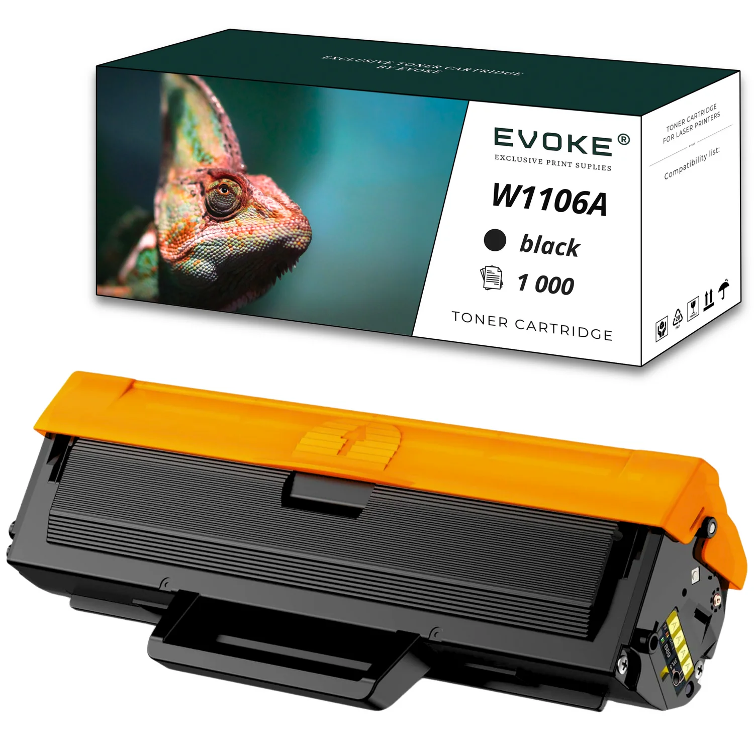 Evoke compatibele toner voor Hp W1106A Zwart 1000 pagina's Laser 107A 107R 107W Mfp 135A Mfp 135Ag Mfp 135R Mfp 135W Mfp 135Wg Mfp 137Fnw Mfp 137Fwg Mfp 138Fnw Mfp 138Fw Mfp 138P Mfp 138Pn Mfp 138Pnw