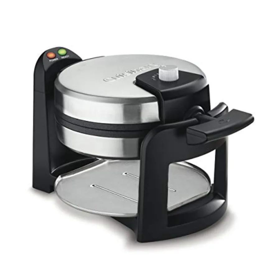 

Round Flip Belgian Waffle Maker 1 Thick Belgian-Style Waffle with Non-Stick Aluminum Plate Golden Brown Crispy Exterior Even He