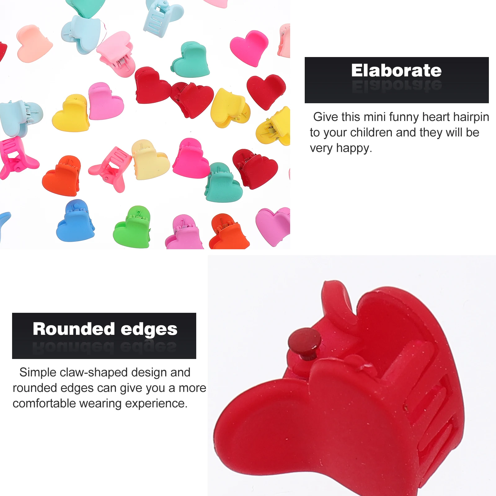 

40Pcs Mixed Color Heart Shape Clips for Kids Adults Matte Plastic Hair Claws Accessories Girls Hairpins Bangs Styling Mini Claw