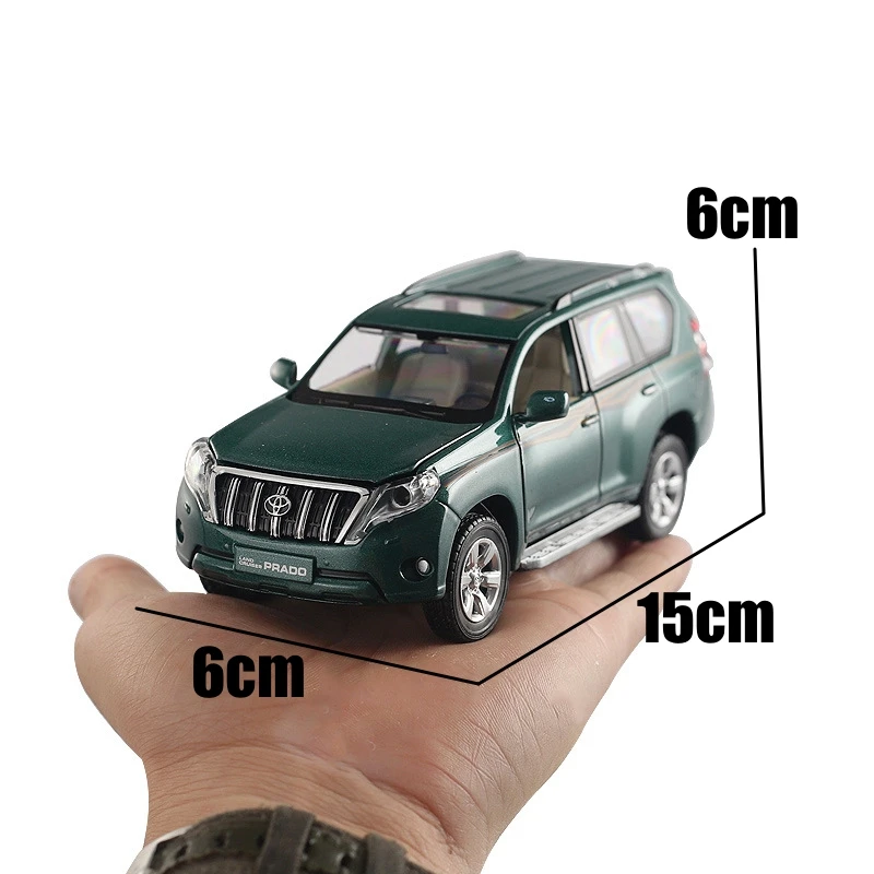 1/32 Toyota Land Cruiser Prado SUV Toy Car Model Diecast Metal Vehicle Pull Back Sound & Light Collection Gift For Children Boys